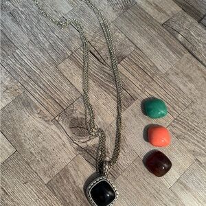 Silver Chain Necklace with Interchangeable Pendant